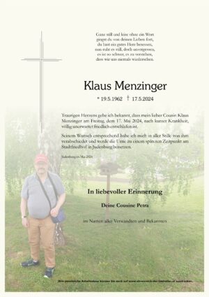 Portrait von Klaus Menzinger